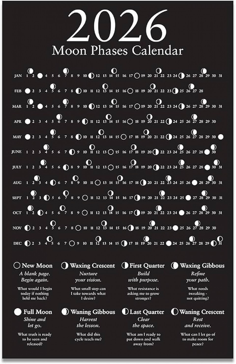 Moon Phases calendar 2026
