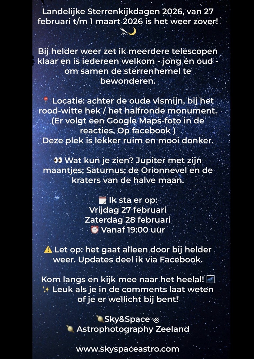 🔭de weersomstandigheden zien er vanavond helaas niet al te best uit mocht het toch nog helder weer worden dan zal ik op locatie aanwezig zijn ik zal dit dan ook delen 💫